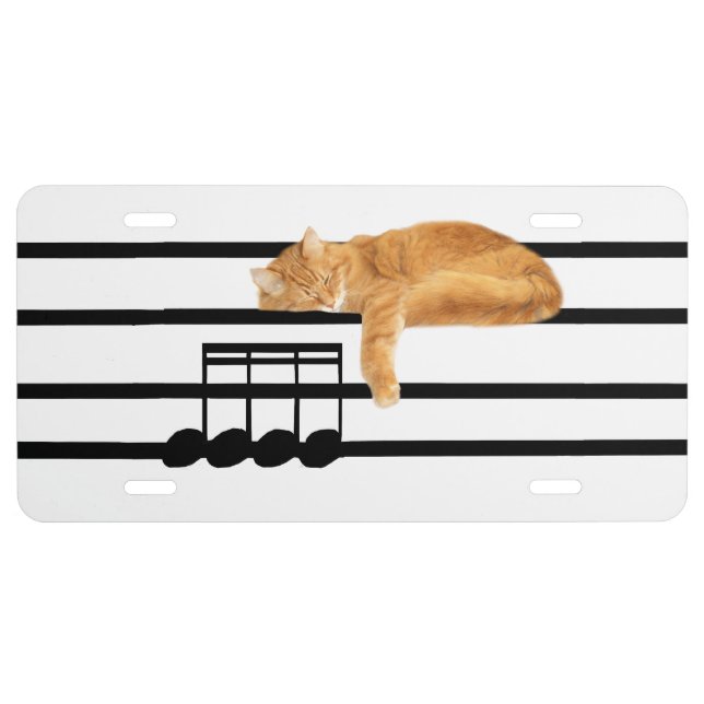 Musical orange tabby cat license plate (Front)