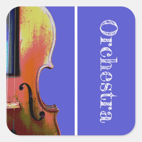 Musical Orchestra Violin Cute Purple Square Sticker