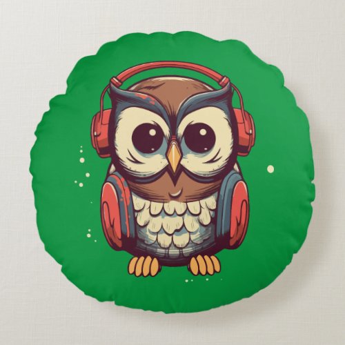 Musical Owl Round Pillow