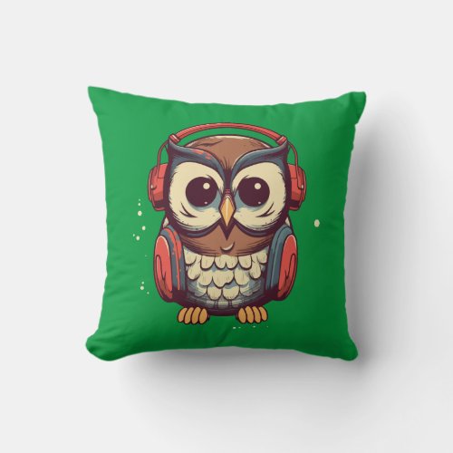 Musical Owl Throw Pillow