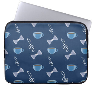 Musical party, a cup of coffee and a treble clef  laptop sleeve