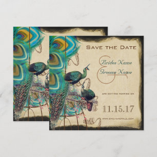 Musical Peacock Bird Cage Love Birds Save the Date Invitation