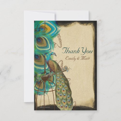 Musical Peacock Birdcage Feather Wedding Thank you