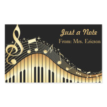 Musical Piano and Treble Clef Personalized Sticker