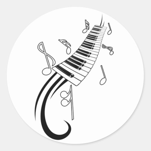 Musical Piano Classic Round Sticker