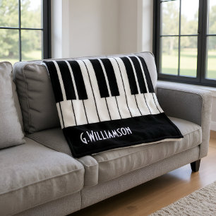 Musical Piano Keys Add Your Name Fleece Blanket