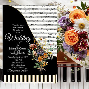 Musical Piano theme wedding invitation