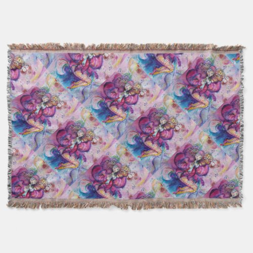MUSICAL PINK CIRCUS CLOWN AND ROSES THROW BLANKET