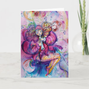 MUSICAL PINK CLOWN HOLIDAY CARD