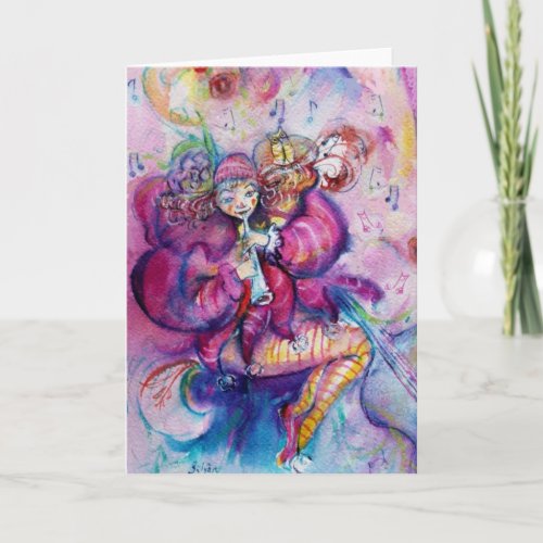 MUSICAL PINK CLOWN HOLIDAY CARD