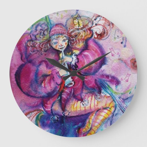 MUSICAL PINK CLOWN LARGE CLOCK