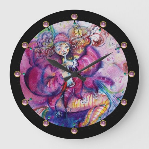 MUSICAL PINK CLOWN LARGE CLOCK