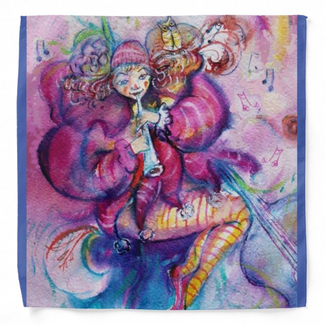 MUSICAL PINK CLOWN WITH OWL BANDANA (Front)