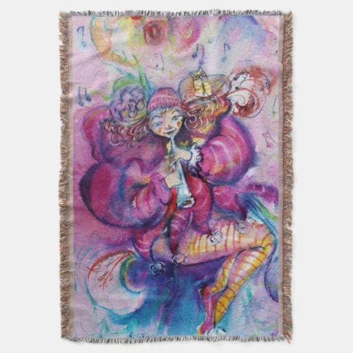 MUSICAL PINK CLOWN WITH OWL THROW BLANKET