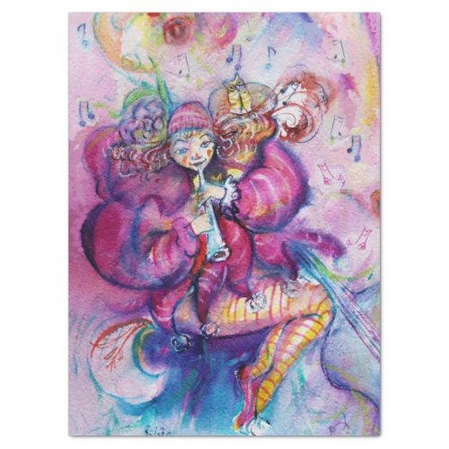 MUSICAL PINK CLOWN WITH OWL TISSUE PAPER