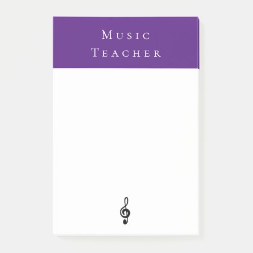 Musical Purple Music Teacher Treble Clef Post_it Notes
