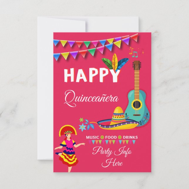 Musical Quinceañera Invitation (Front)