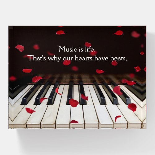 Musical Quote on Piano Keyboard Paperweight