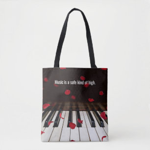 Musical Quote on Piano Keys Tote Bag