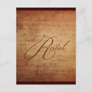 Musical Recital Antique Sheet Music Custom Invitation by PaperExpressions at Zazzle