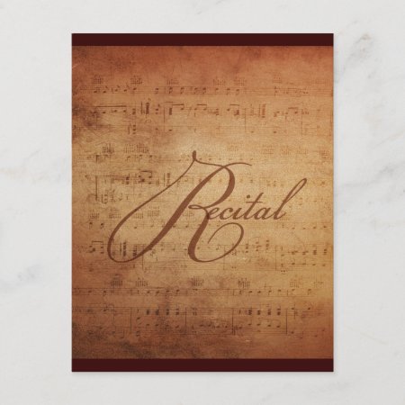 Musical Recital Antique Sheet Music Custom Invitation