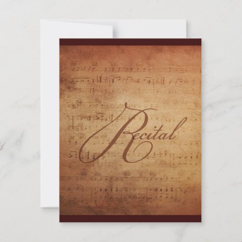 Musical Recital Antique Sheet Music Custom Personalized Invite