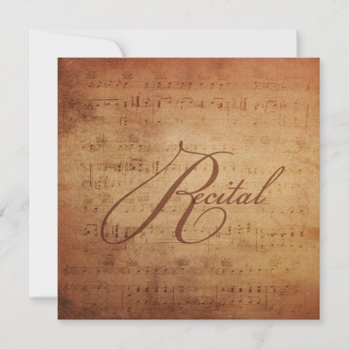 Musical Recital Antique Sheet Music Personalized Announcements