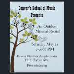 Musical Recital Custom Flyer<br><div class="desc">Announce your musical recital event on this custom flyer done in light blue with graphics of a tree and musical notes.  Personalize all the text to suit your needs.  Great for posting and for sending home with your music students.</div>