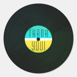 Musical record plate vinyl vintage style classic round sticker