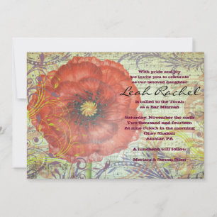MUSICAL RED POPPY Bat Mitzvah Invitation