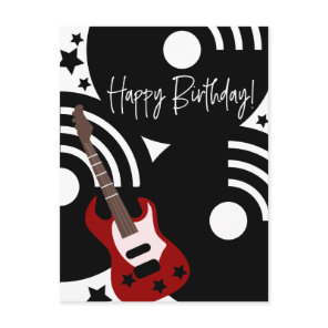 Musical Rock Star Electric Guitar Birthday Holiday Postcard