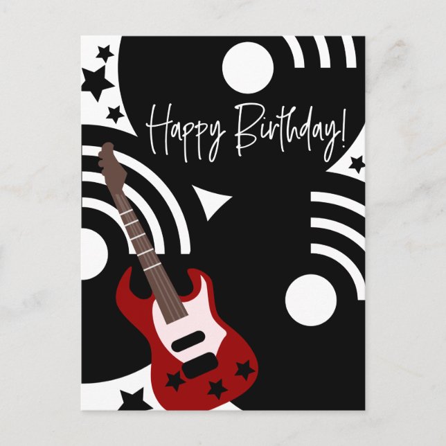Musical Rock Star Electric Guitar Birthday Holiday Postcard (Front)