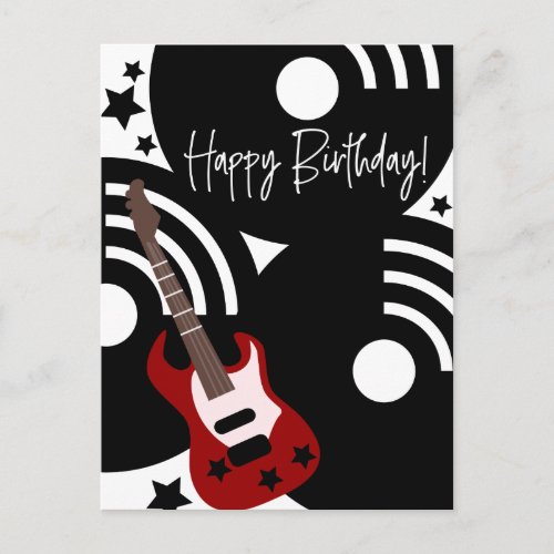 Musical Rock Star Electric Guitar Birthday Postcard
