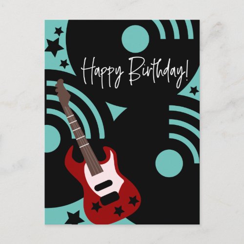 Musical Rock Star Electric Guitar Birthday Postcard