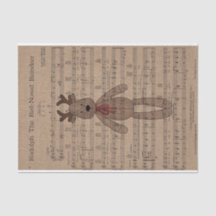 Musical Rudolph Red Nose Reindeer Teddy Bear Tissue Paper