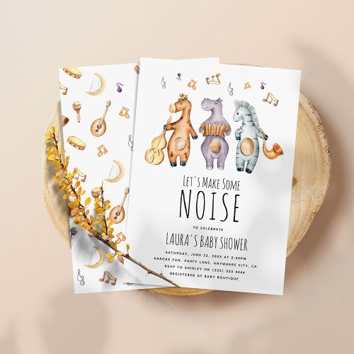 Musical Safari Trio Gender Neutral Baby Shower Invitation