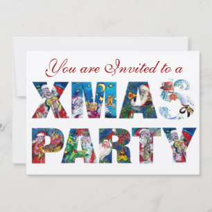 MUSICAL SANTA  AND SNOWMAN  XMAS NIGHT PARTY INVITATION