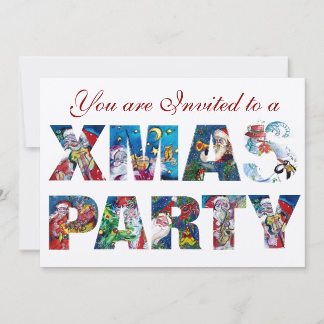 MUSICAL SANTA  AND SNOWMAN  XMAS NIGHT PARTY INVITATION (Front)