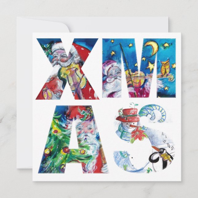 MUSICAL SANTA  AND SNOWMAN  XMAS NIGHT PARTY INVITATION (Front)