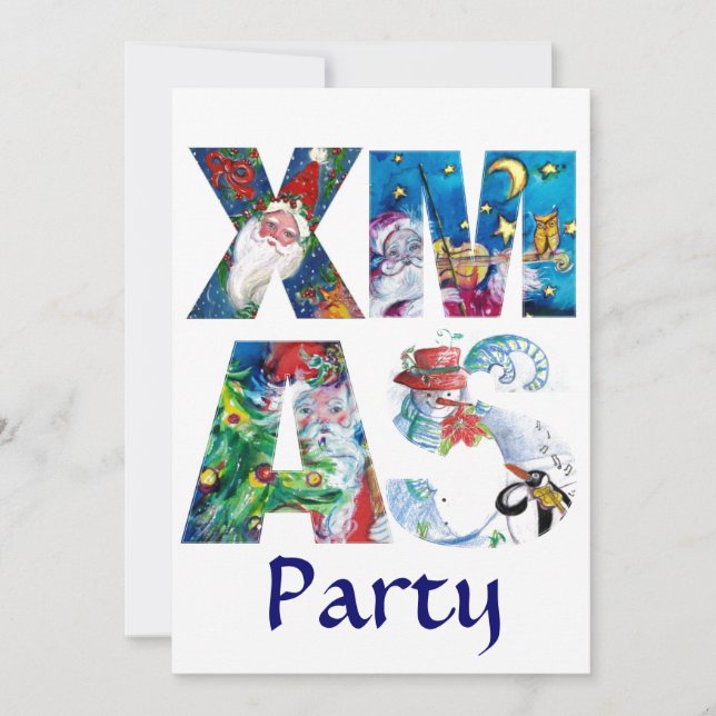 MUSICAL SANTA  AND SNOWMAN  XMAS NIGHT PARTY INVITATION (Front)