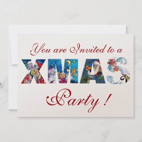 MUSICAL SANTA  AND SNOWMAN  XMAS NIGHT PARTY INVITATION