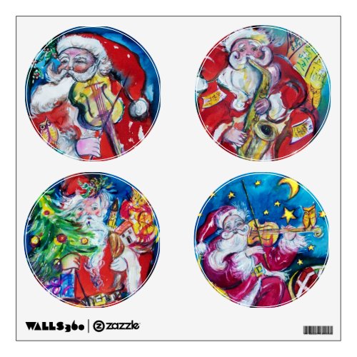 MUSICAL SANTA CIRCLE CHRISTMAS COLLECTION WALL STICKER