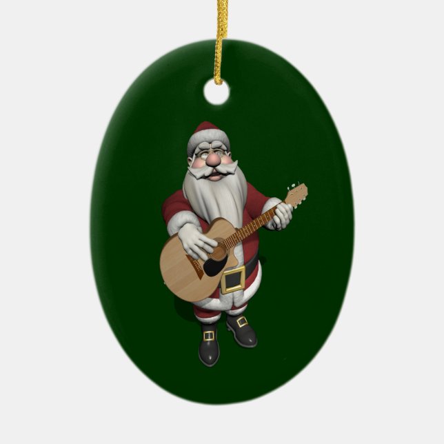 Musical Santa Claus Playing Christmas Songs Ceramic Ornament (Front)