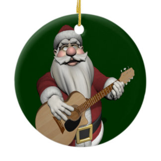Musical Santa Claus Playing Christmas Songs Ceramic Ornament