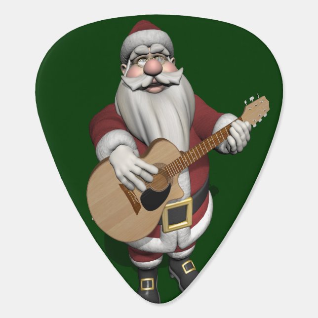 Musical Santa Claus Playing Christmas Songs Guitar Pick (Back)