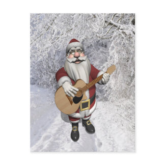 Musical Santa Claus Playing Christmas Songs Holiday Postcard