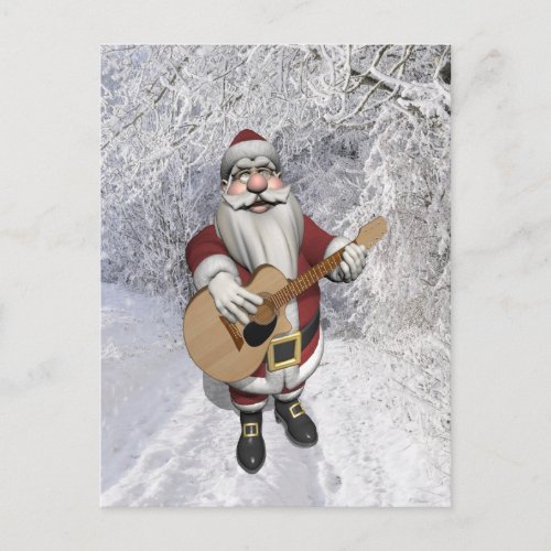 Musical Santa Claus Playing Christmas Songs Holiday Postcard