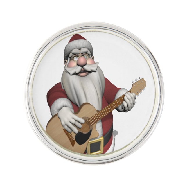 Musical Santa Claus Playing Christmas Songs Pin (Front)