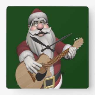 Musical Santa Claus Playing Christmas Songs Square Wall Clock