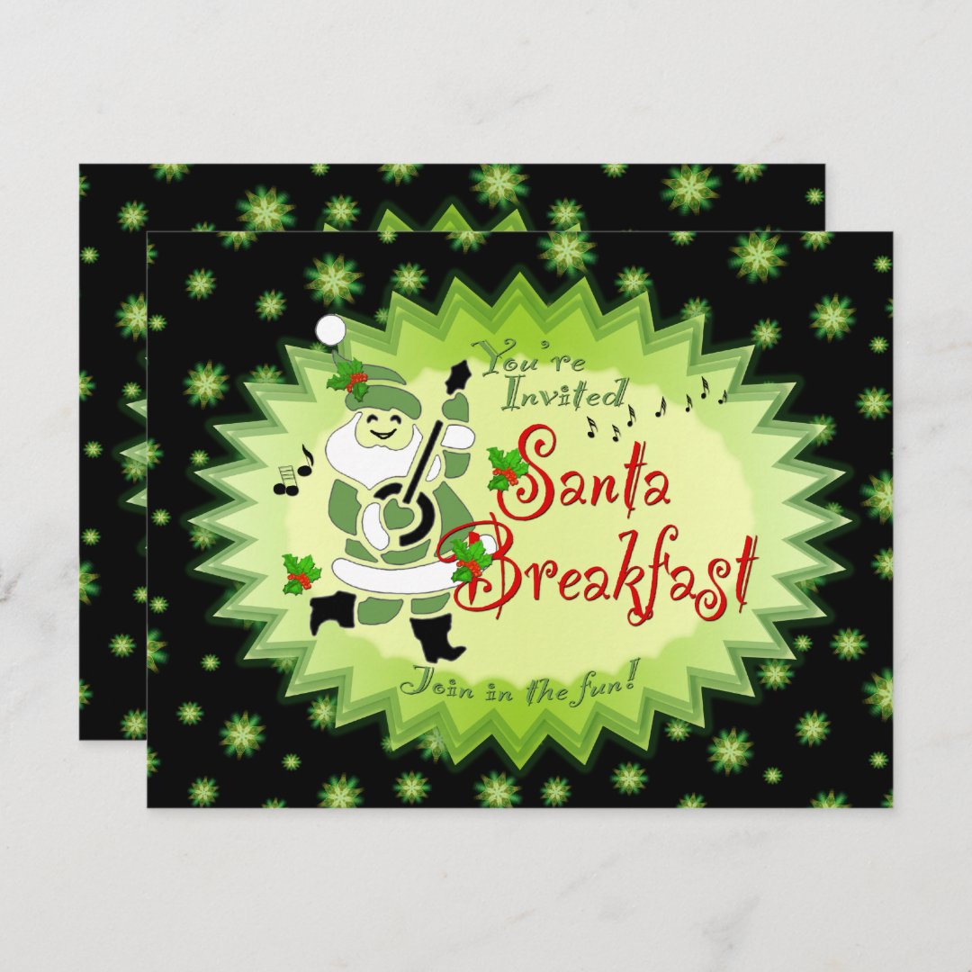 Musical Santa Elf Christmas Breakfast Invitations | Zazzle